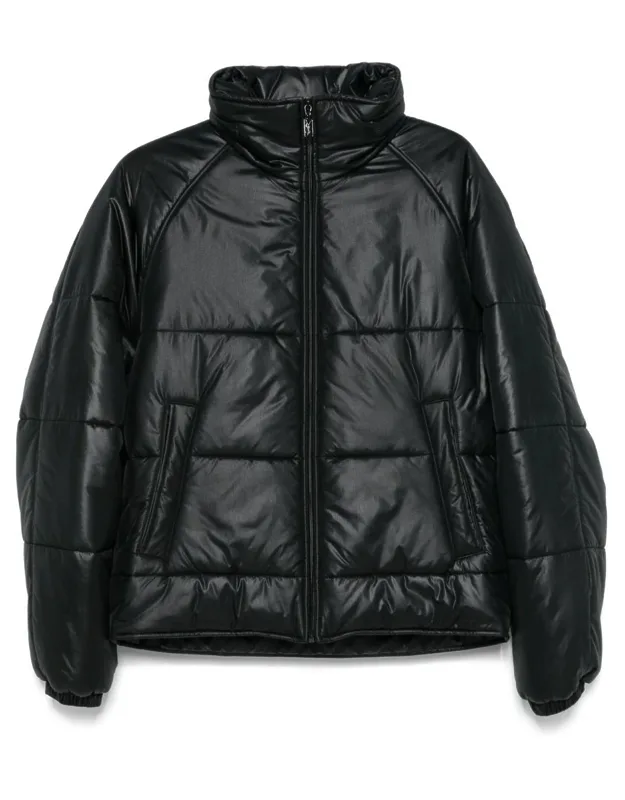 Saint Laurent Down Jacket With High Collar And Elasticated Cuffs