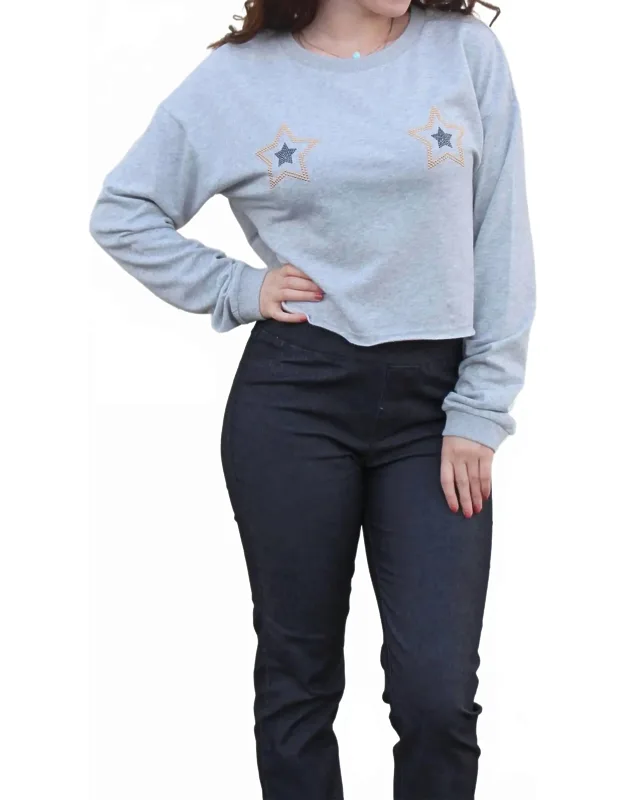 Jeweled Star Cropped Long Sleeve Top