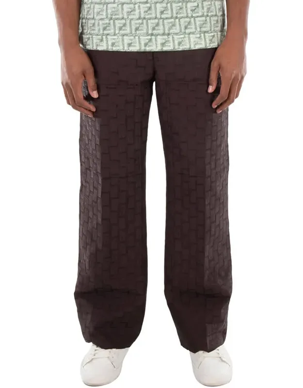 Straight Leg Monogram Pattern Trousers