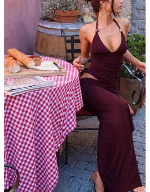 Imeraldia Hardware Halter Maxi Dress