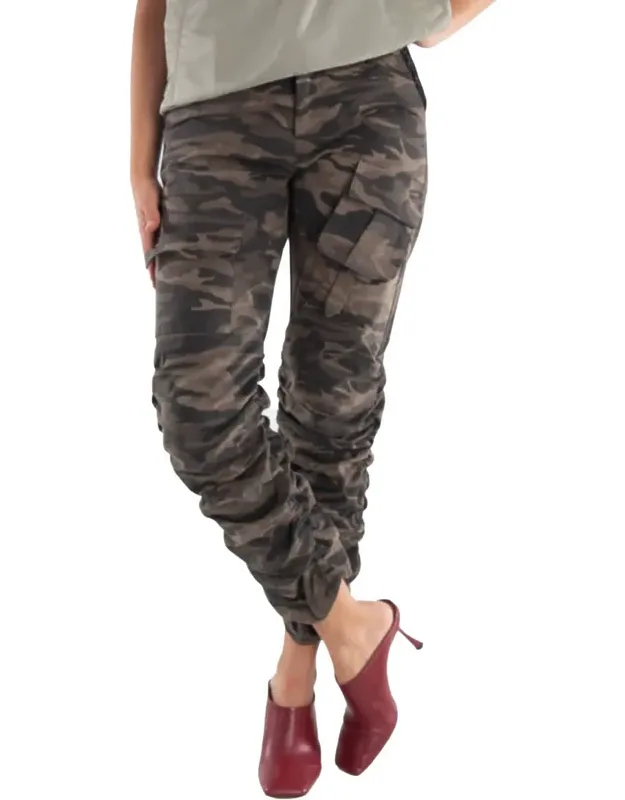 Camo Shirring Cargo Pants