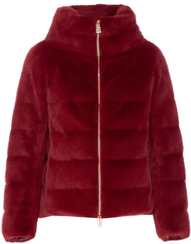 Herno Coat Faux Fur Down Jacket, Zip Closure On The Front