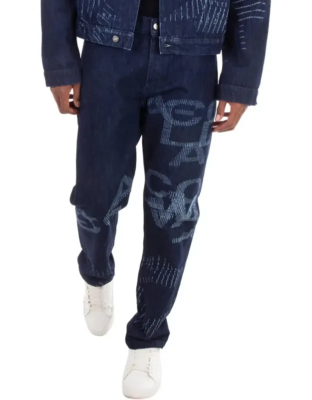 Lasered-logo Cotton Jeans