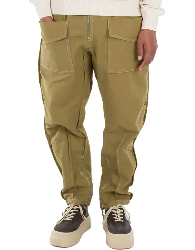 Khaki Tilseno Cotton Carrot Pants