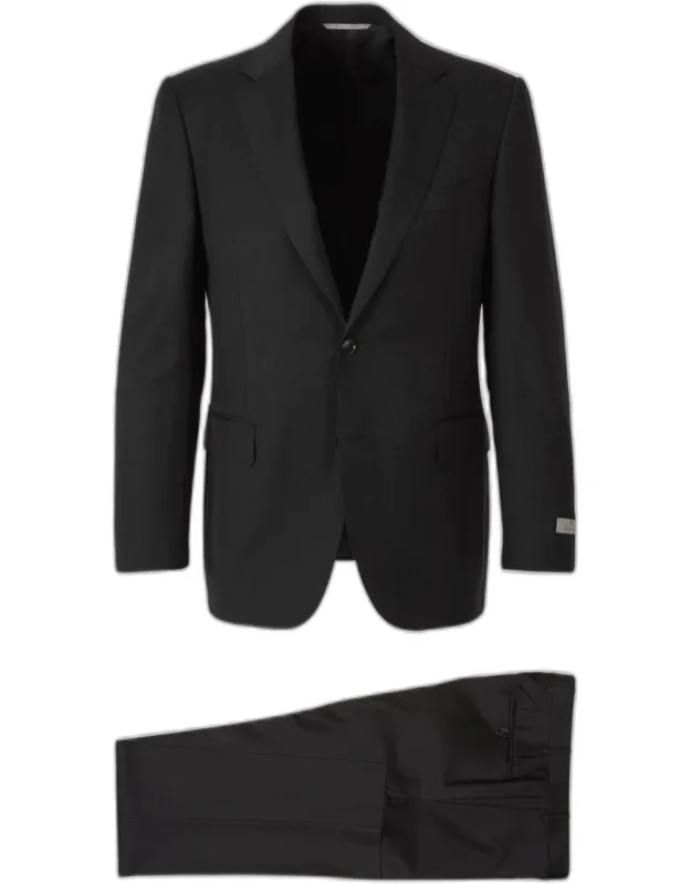 Suit Classic Fit Wool Fabric Blazer With A Straight Two-button Closure Flap Pockets On The Front Trousers With Front And Back Pockets With Button