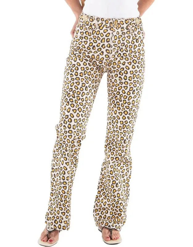 Leopard Natural Movida Printed Flared Jeans