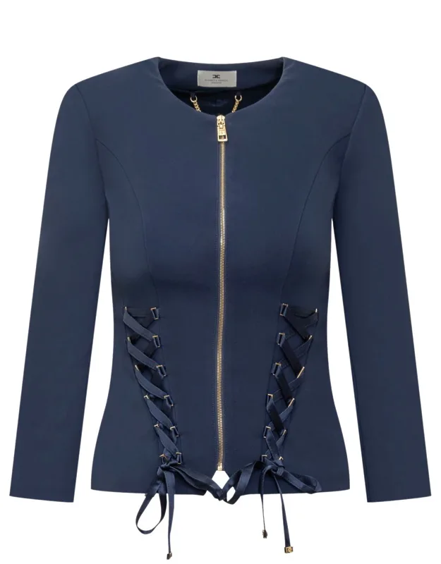 Elisabetta Franchi Blazer Crew Neck Zipper Closure