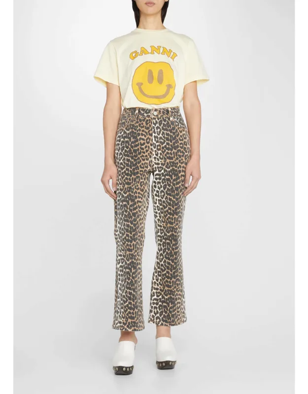 Leopard Cropped Bootcut Jeans