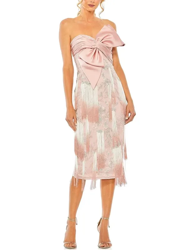 Bow Front Ombre Fringe Dress