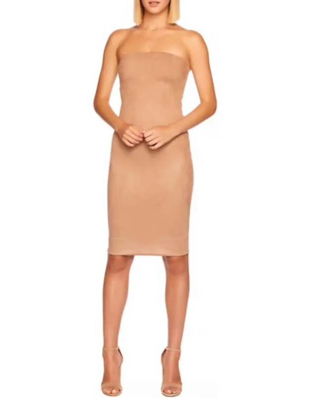 Faux Suede Tube Dress