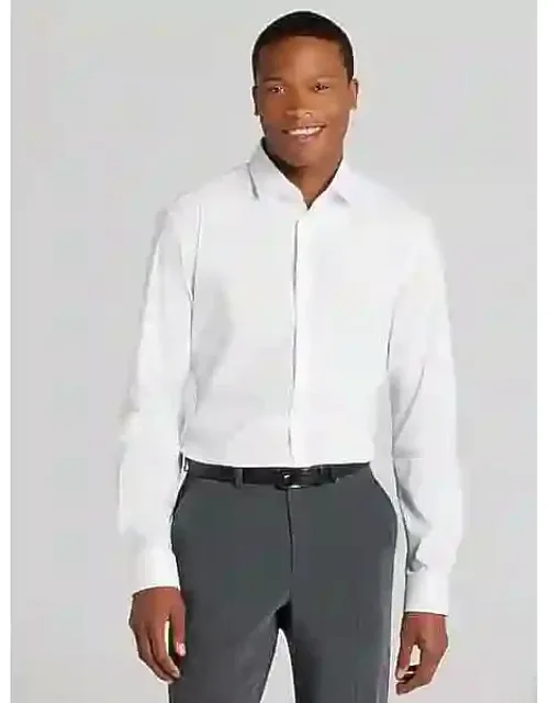 Big & Tall Skinny Fit Solid Covered Placket Dress Shirt