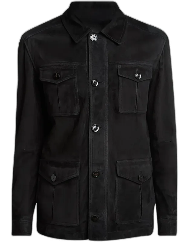 Suede Four-pocket Military Jacket