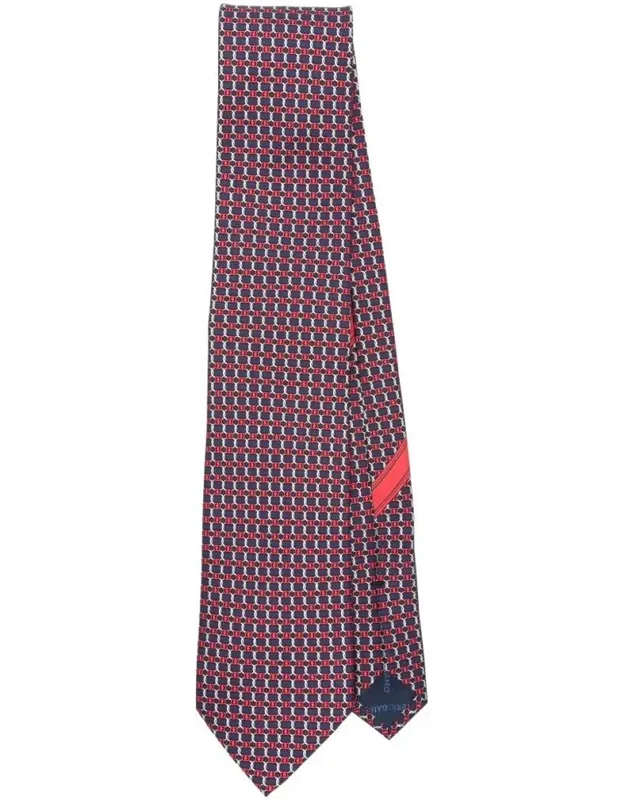 Geometric-pattern Aida Silk Tie