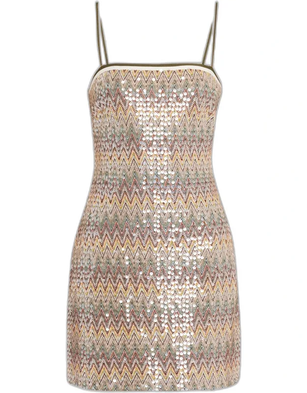 Ivanna Sequined Chevron Mini Dress