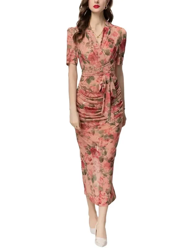 Midi Dress With Vibrant Pattern And Comfortable Fit