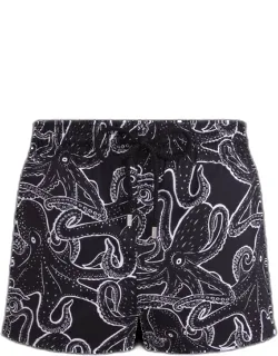Vilebrequin Short Swim Trunks Poulpes - Swimming Trunk - Manta With Elastic Waistband And Drawstring, Zamac Tips Engraved