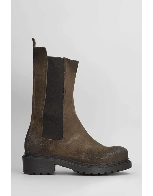 Metisse Low Heels Ankle Boots With Round Toe And Slip On
