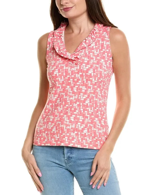 J. Mclaughlin Durham Cloth Top With Ruffle Neck And Comfortable Fit