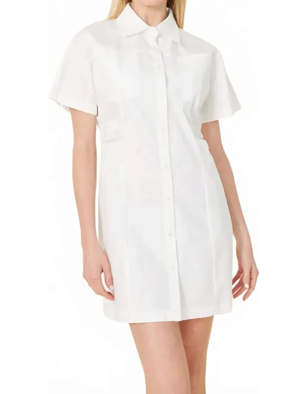 Poplin Elastic Back Waist Dress