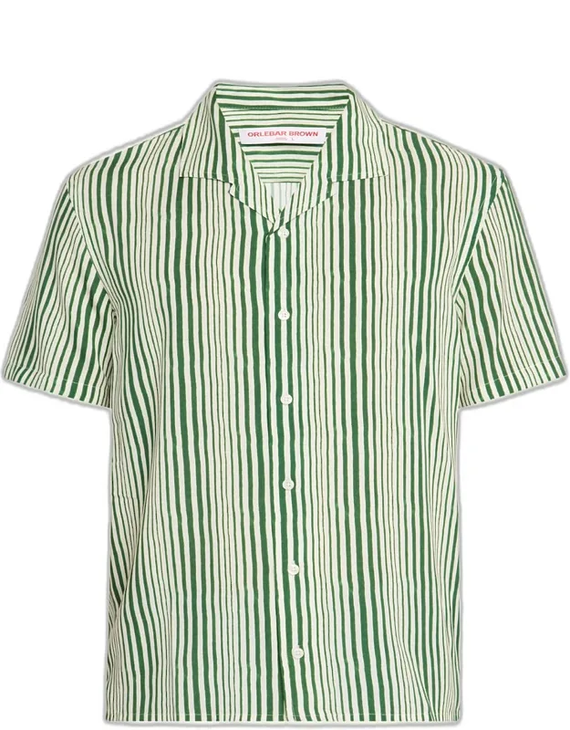 Hibbert Lyocell Shore-stripe Classic Fit Short-sleeve Shirt