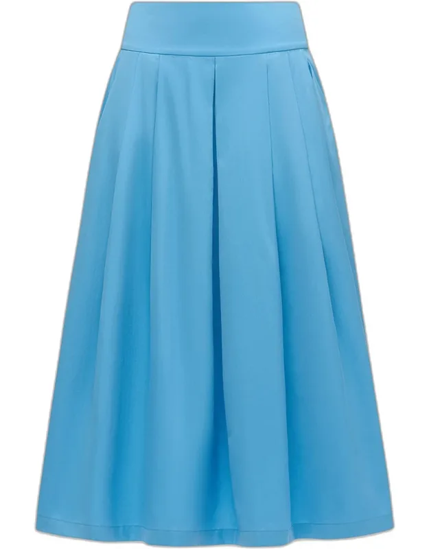 Pleated Cotton-silk Midi Skirt