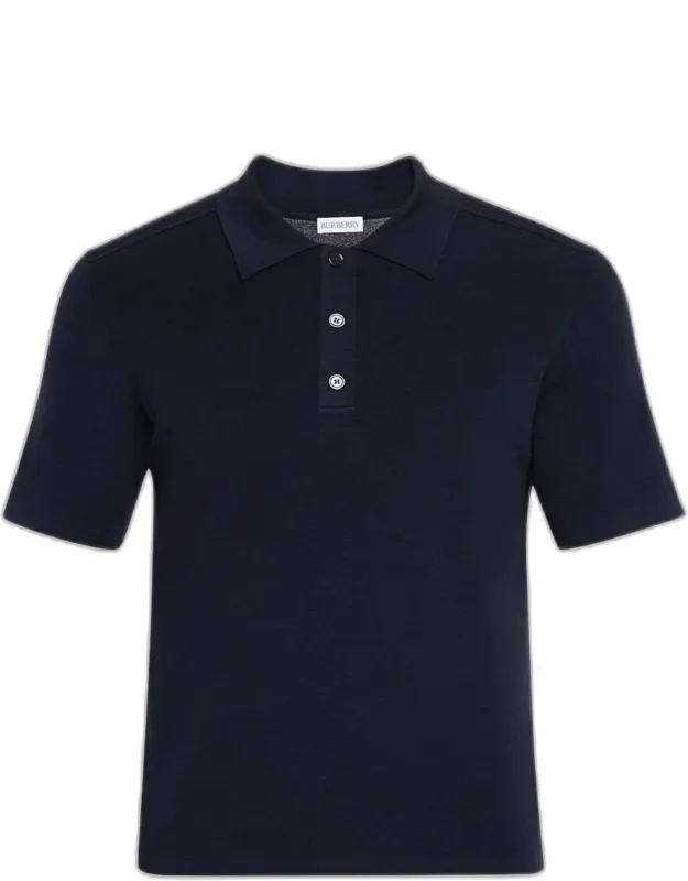 Wool Knit Check-placket Polo Shirt