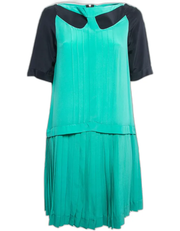 Silk Pleated Mini Dress