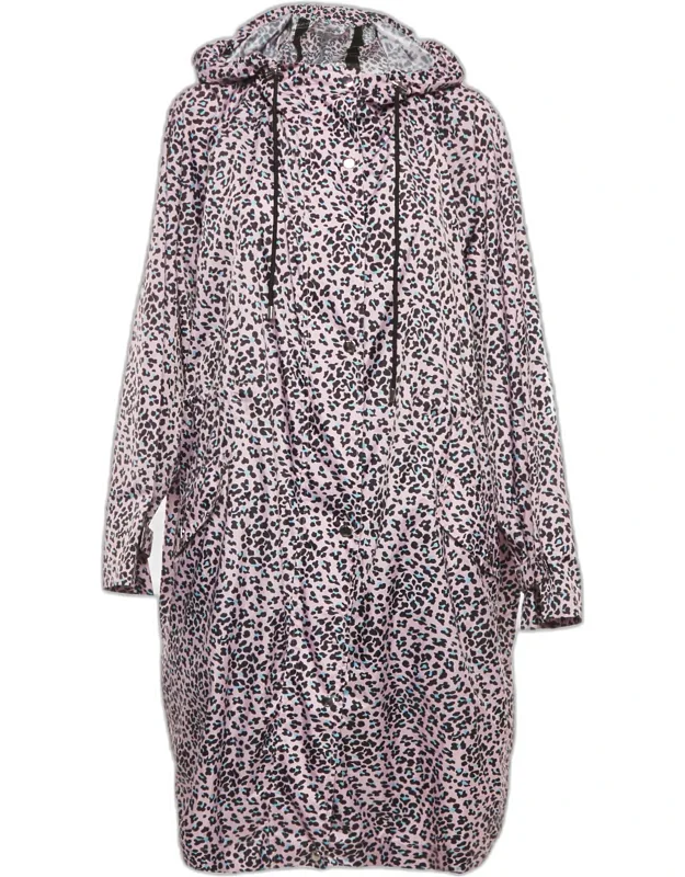Leopard Print Zip-up Hooded Long Coat