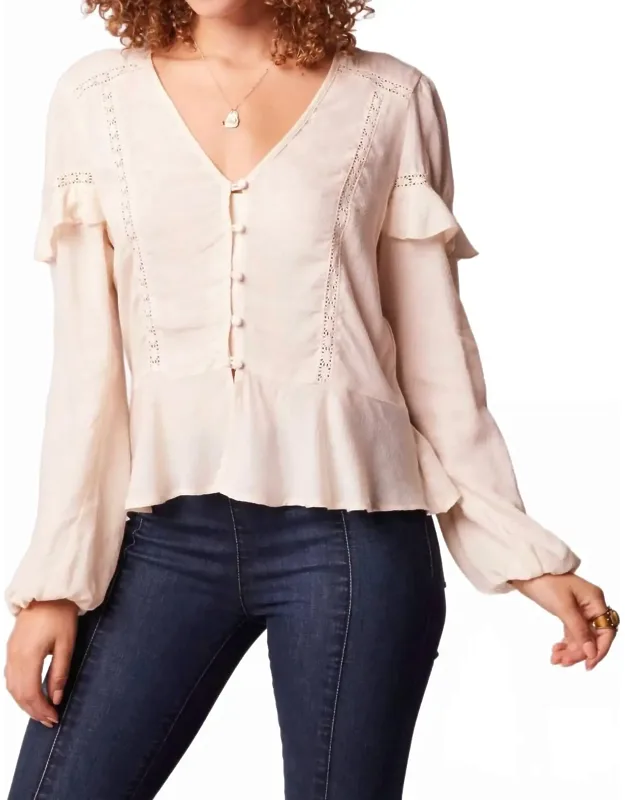Ruffle Long Sleeve Button Blouse