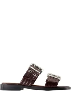Ganni Feminine Sandals - Smooth Calfskin, Leather Lining