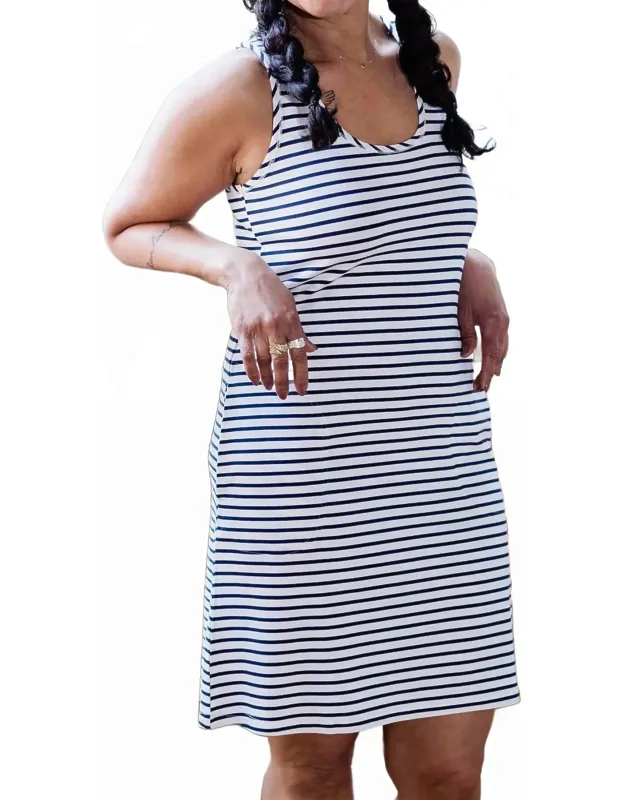 Racerback Two Pocket Shift Dress - A-line Silhouette, Comfortable Pull-on Closure