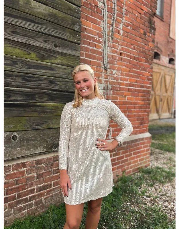 Long Sleeve Sequin Dress