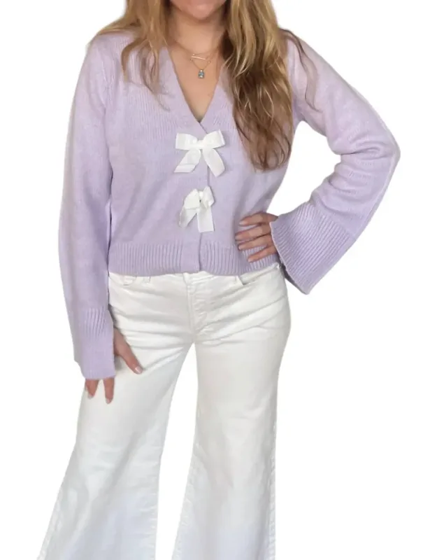 Jasmine V Neck Bow Tie Sweater