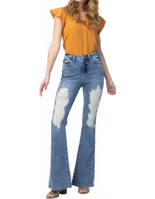 Retro Destroyed Flare Jeans