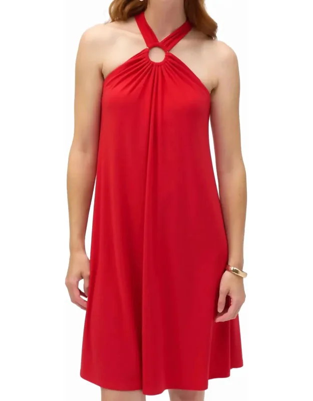 Keyhole Halter Trapeze Mini Dress