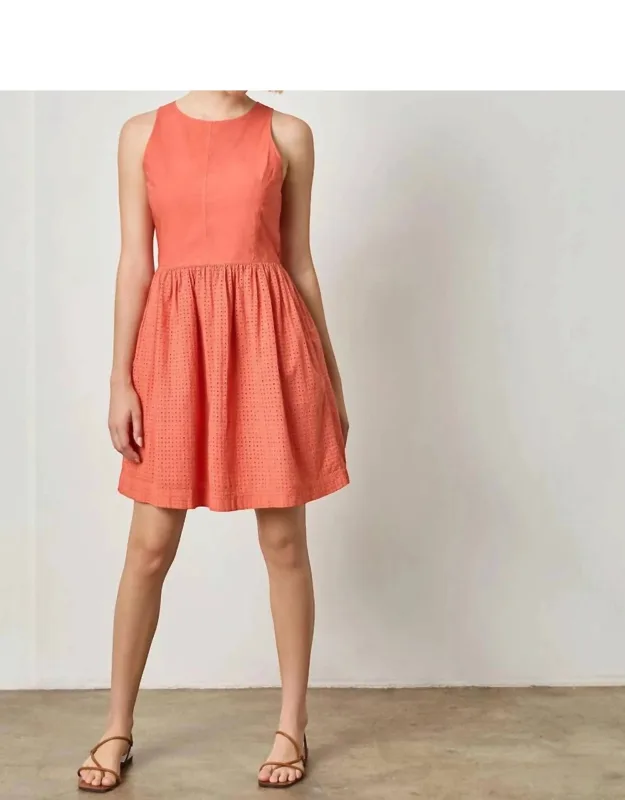 Eyelet High Neck Mini Dress