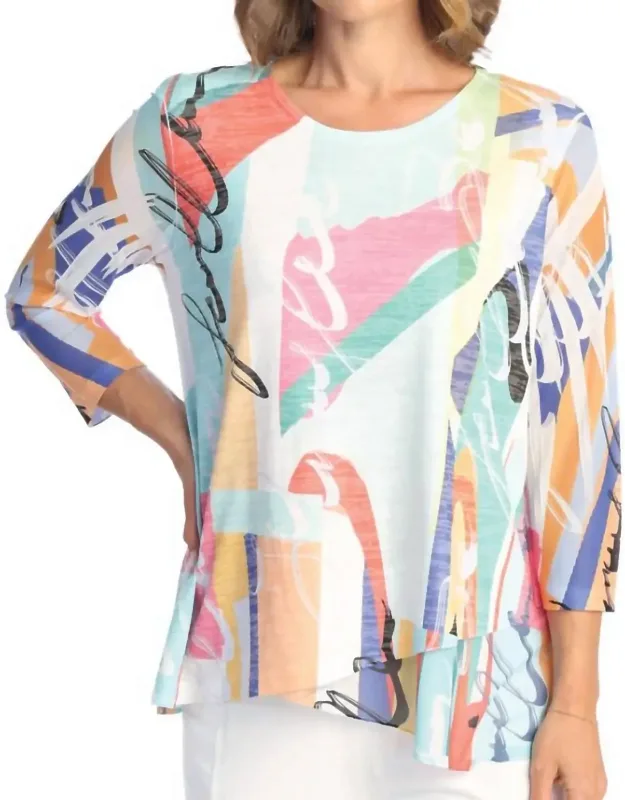 Novel Burnout Mesh Contrast Top