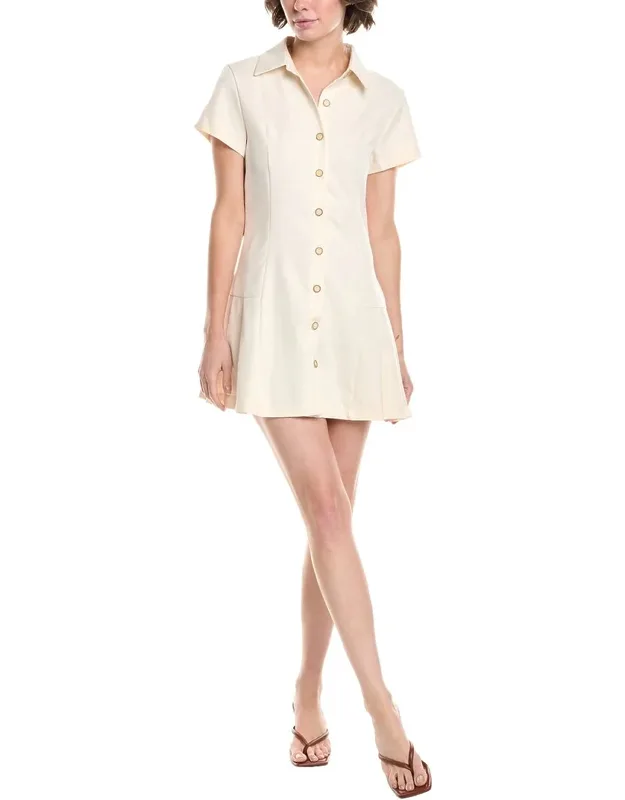 Colette Mini Dress With Pleated Skirt And Button Front Design