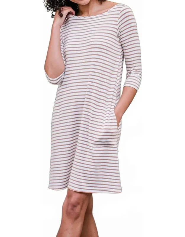 Rita Boatneck A-line Dress With Pockets In Newport Stripe, Softness, Breathability
