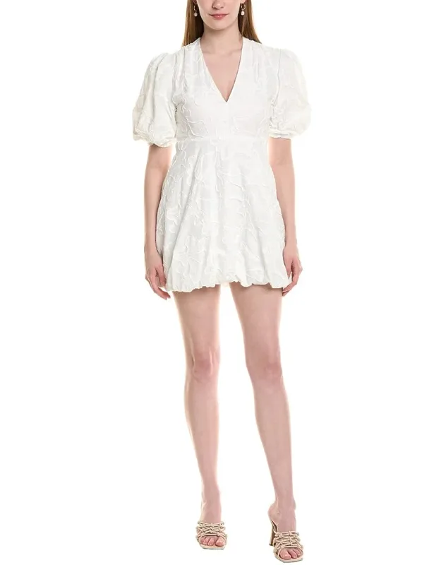 Estellina Mini Dress With Puff Sleeves And V-neck