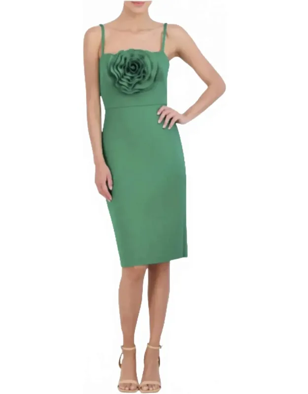 Center Rosette Scuba Cocktail Dress