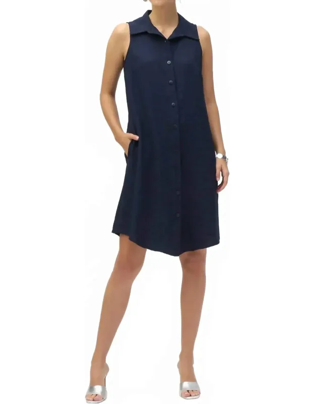 Button-down Sleeveless Shirt Dress
