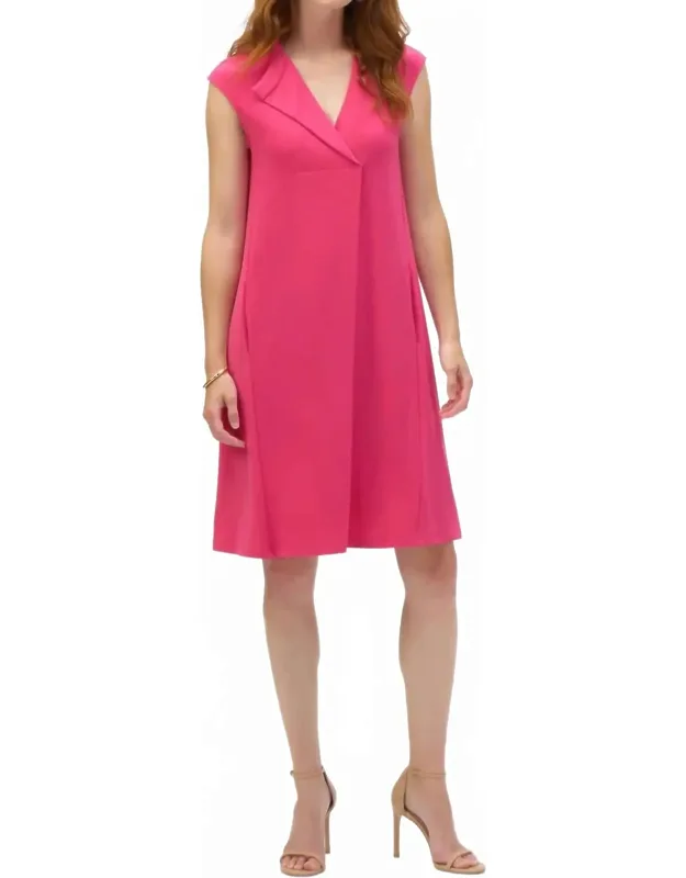 V-neck Cap Sleeve Trapeze Dress
