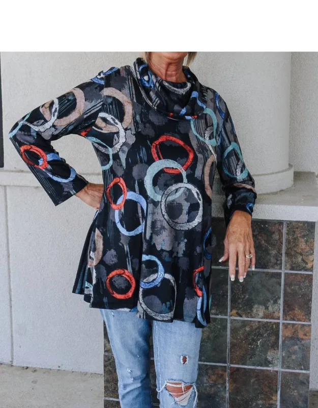 Brushed Mock Neck Knit Tunic