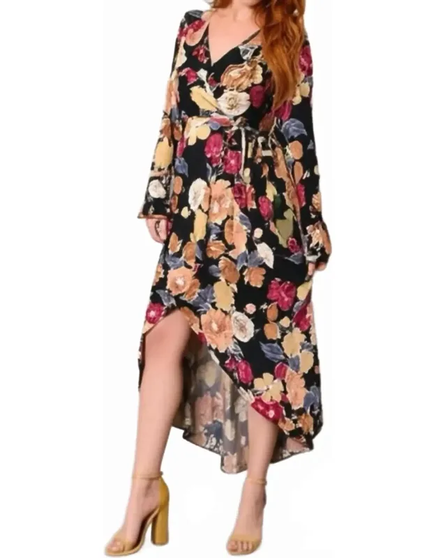 Floral Hi-lo Wrap Maxi Dress