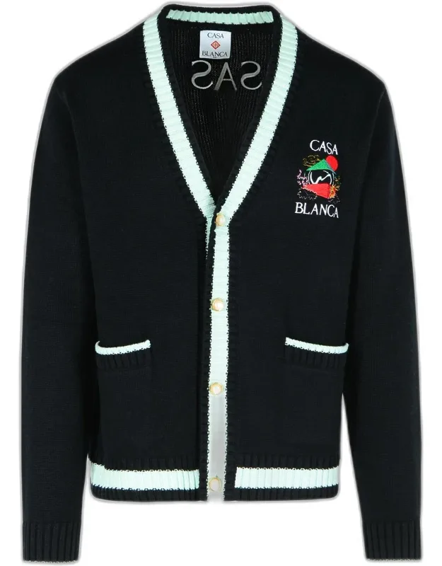Mountain Temple Merino Wool Embroidered Cardigan