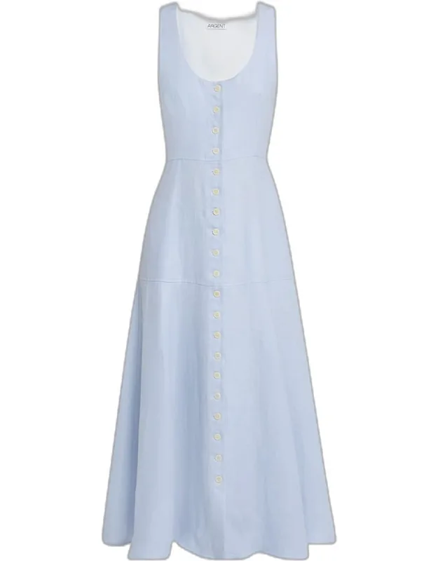 Sleeveless Linen Twill Midi Dress