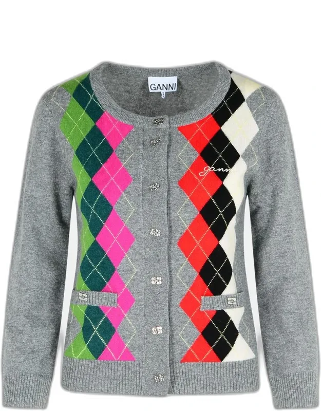 Checked Cashmere Blend Cardigan