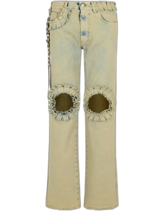 Ruffled Cotton Jeans