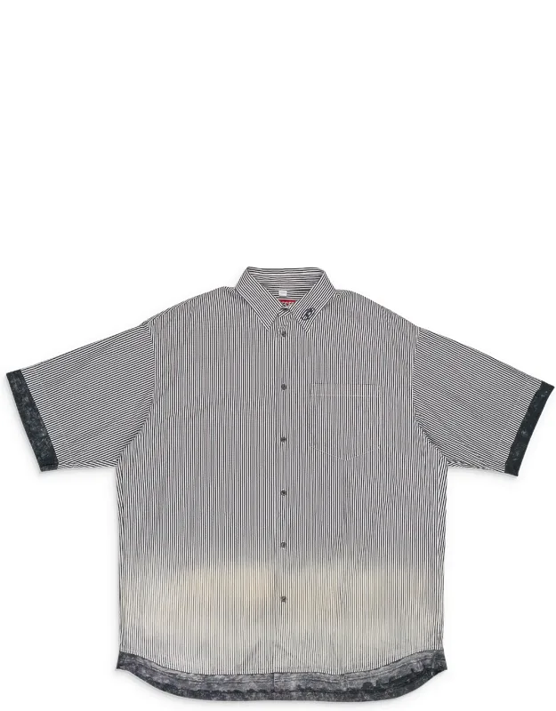 Striped Short Sleeve Button-down Shirt